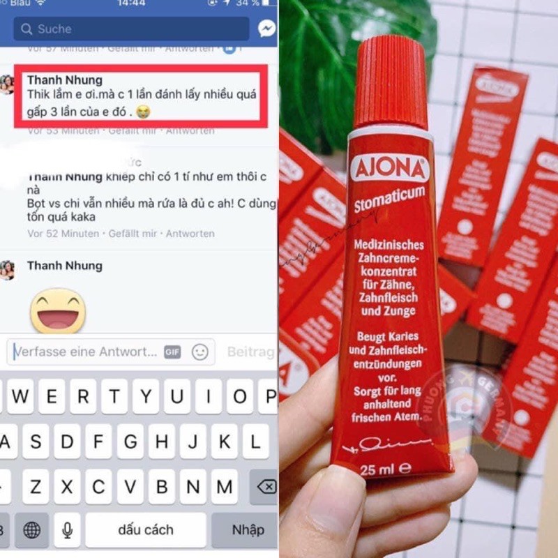 [Đủ bill] Kem đánh răng y tế Ajona Cao cấp Nội địa Đức 25ml trắng răng loại bỏ cao răng ngừa sâu răng hiệu quả