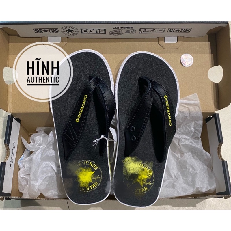 Dép Converse đen logo neon vàng