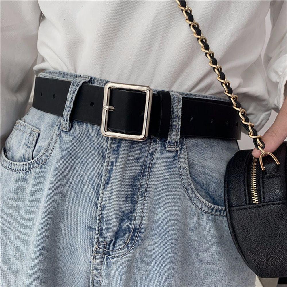 Thắt Lưng Da PU Phối Khóa Hợp Kim Phong Cách Vintage Cho Nữ