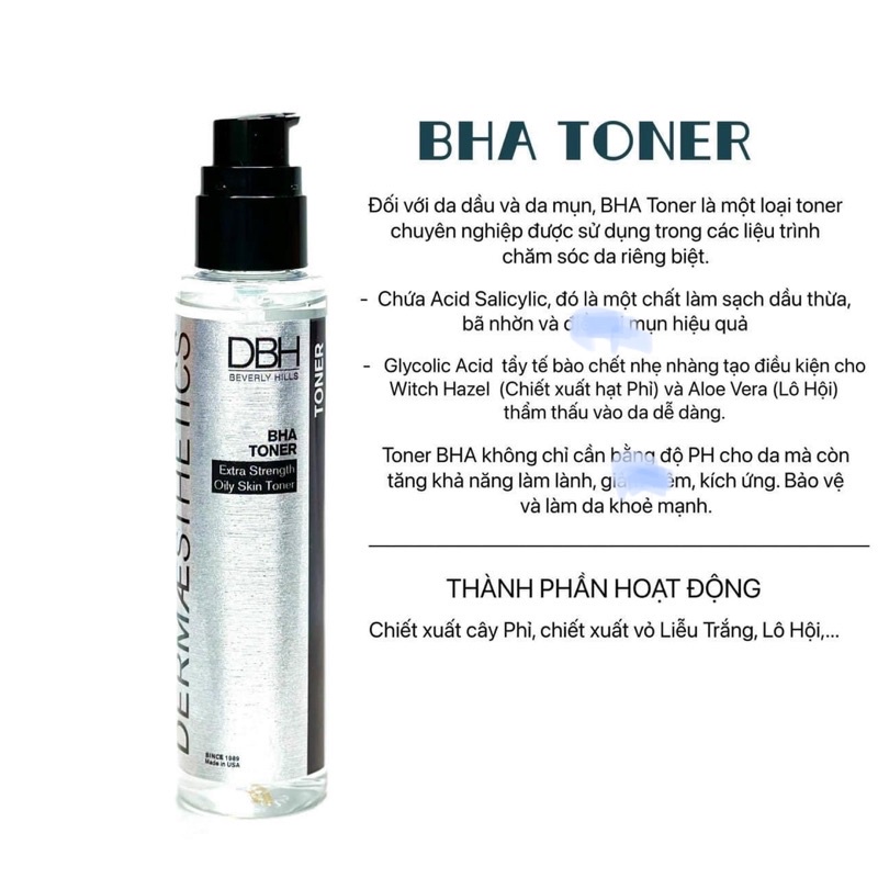 Nước Cân Bằng Cho Da Dầu Mụn DBH BHA Toner