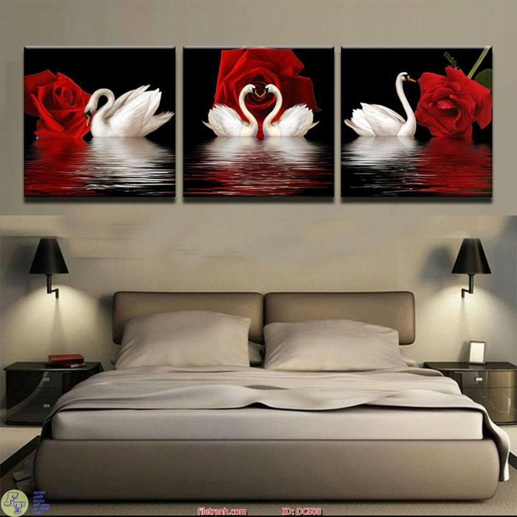 Xả tranh tráng gương thiên nga treo cầu thang, phòng khách phòng ngủ đẹp hơn tranh canvas