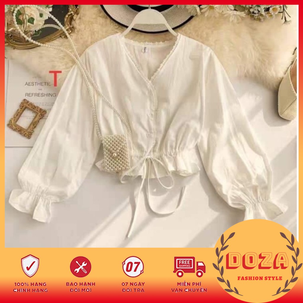 Áo Sơ Mi Kiểu Ulzzang Cổ Viền Bánh Bèo [ FREESHIP]  Áo Kiểu Tay Dúm Vintage Tiểu Thư Cực Xinh[ HÀNG MỚI]