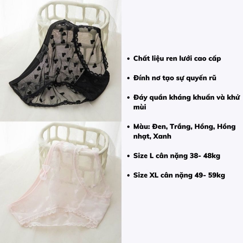 Quần lót nữ sexy, đồ lót gợi cảm không thể thiếu cho nàng, chất liệu ren mềm mại xuyên thấu đệm lót kháng khuẩn L256