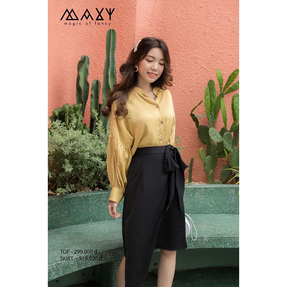 Áo sơ mi nữ tay bồng bềnh đáng yêu cổ trụ standneck shirt Maxy Workshop