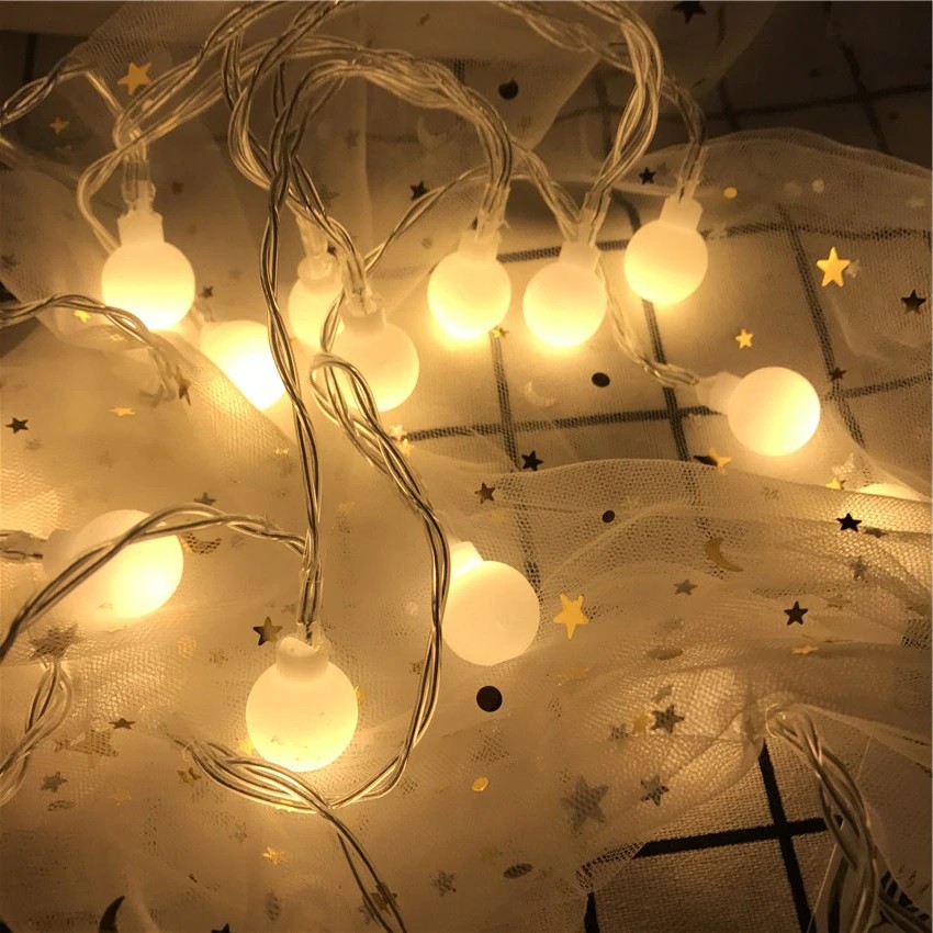 Đầu USB Tiện Dụng Dây Đèn Led Cherry Ball Dài 6 Mét 40 Bóng Tròn Ánh Sáng Vàng Nắng - Đèn Led Trang Trí Nhà Cửa