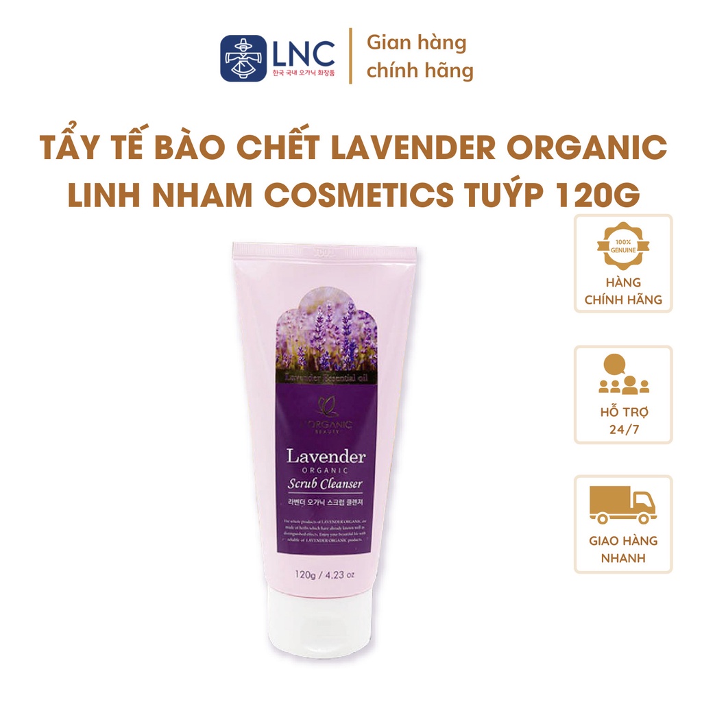 Tẩy Tế Bào Chết Lavender Organic Linh Nham Cosmetics Dạng Gel Làm Sạch Tế Bào Chết Trên Da Dịu Nhẹ Tuýp 120g