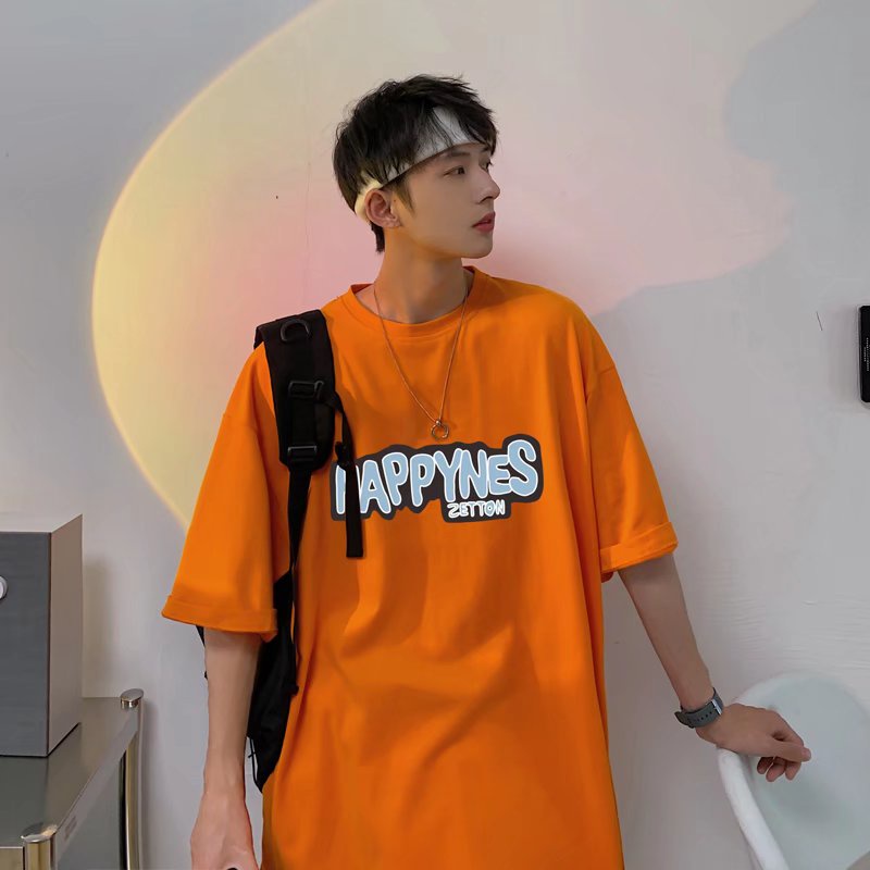 Áo Thun Nam Dáng Rộng In Chữ Phong Cách Hàn Quốc Thời Trang Mùa Hè Size M-8XL