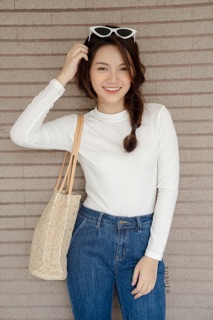 Áo thun gân tay dài croptop