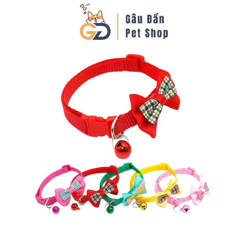 Vòng Cổ Chó Mèo - Vòng Cổ Nơ Phối Ca Rô Cho Chó Mèo