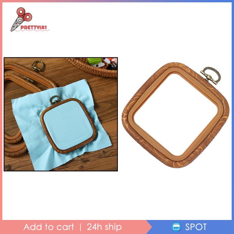 Vòng Thêu Giả Gỗ Hình Vuông 7x7.5cm Prettyia1