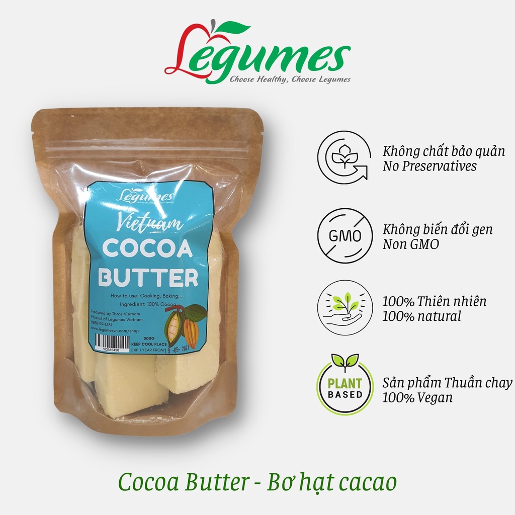 Bơ Cacao nguyên chất - Cocoa Butter - Légumes Vietnam