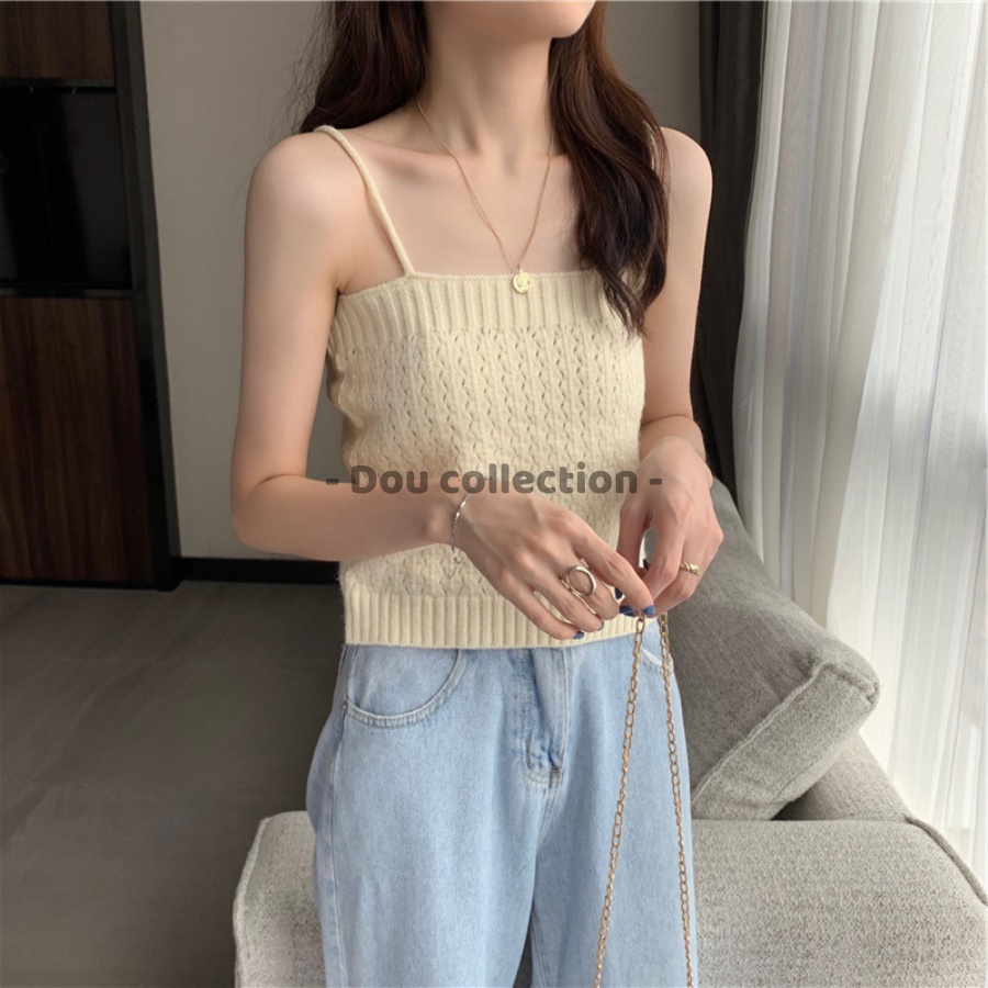 Set 2 Áo Len Dệt Kiêm Lông Thỏ Kiểu Dáng Croptop Quyết Rũ Thời Trang Thu Đông - Dou Collection - Mã TA030