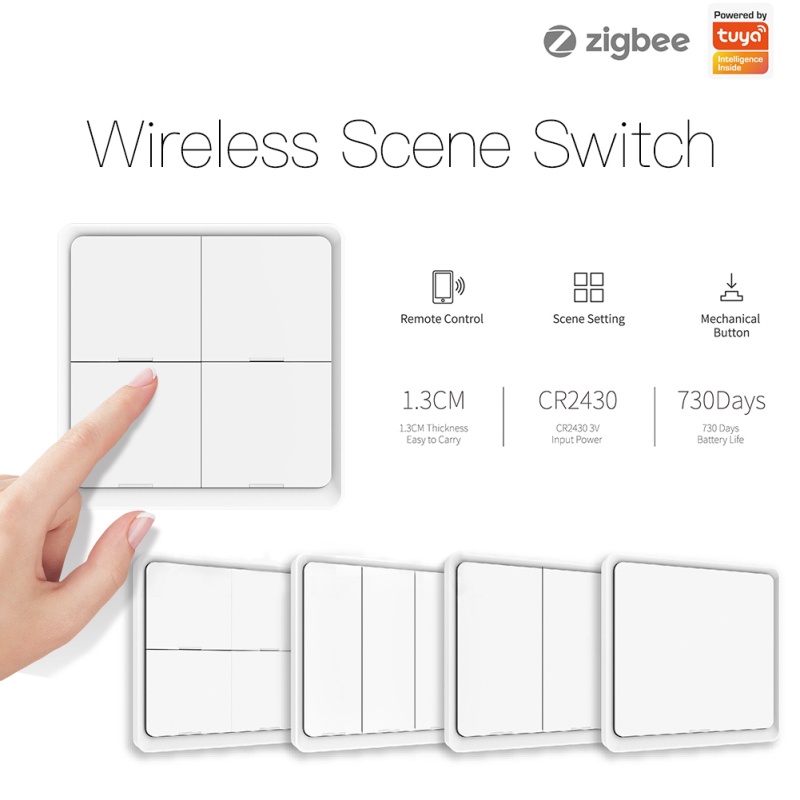 Công tắc thông minh Aubess White Tuya Zigbee 4 chiều Bảng điều khiển hoạt động với Alexa Google Home