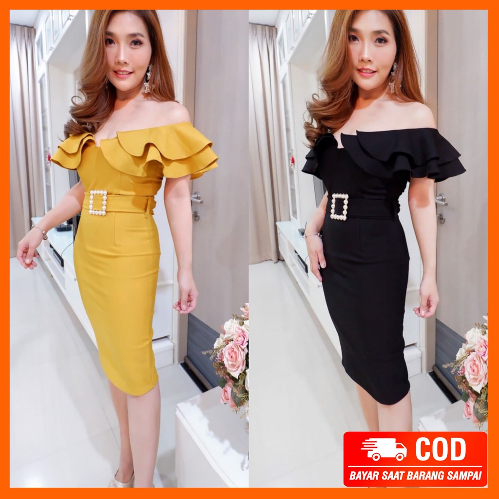 Váy SABRINA Phụ Nữ CB 720 VINNE | Đầm MIDI Dày Co Dãn Gợi Cảm | Đầm Dự Tiệc Dài 80CM Vừa Vặn 90CM PJ 90CM | Đầm Dự Tiệc Thiết Kế Mới Nhất Thời Trang Theo Phong Cách Hàn Quốc | Drees Ngọt Ngào Adolescent 17TEEN Hàn Quốc NI