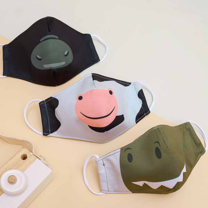 Combo 3 Khẩu trang Trẻ em In Thú Duy Ngọc Cao Cấp, đáng yêu, cho bé từ 4 đến 9 tuổi, dây đeo êm ái (0710)