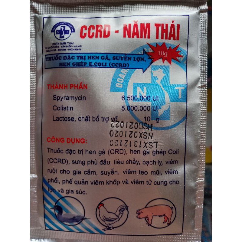 10gr CCRD Năm Thái: hen gà,suyễn lợn,hen ghép e.coli