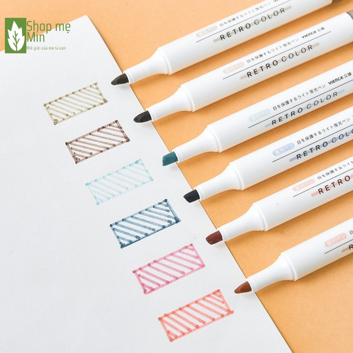 Bộ bút nhớ dạ quang 6 màu xinh xắn tiện dụng, Bút đánh dấu, bút nhớ Vience - MIN45