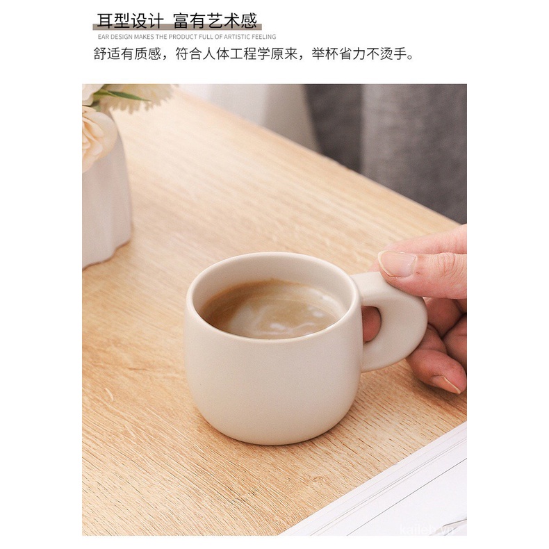 Làm Thơ Và Vẽ Tranh。Phong Cách Hàn Quốc Dày Đã Mờ Gốm Trà Cà Phê Gia Đình Cốc Ăn Sáng Mug