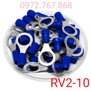 (100 cái) Đầu cos tròn RV2-10 bằng đồng bọc nhựa dùng cho dây điện 1.5-2.5mm