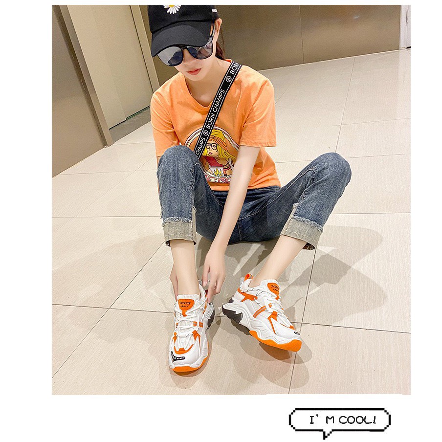 Giày nữ sneaker 2 dây màu trắng phản quang độn đế siêu ngầu hàng độc ulzzang đẹp FULLBOX 2020 BOM- 023