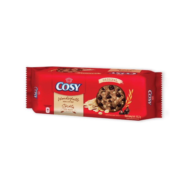 [Mã KINHDO187 giảm 20K ĐH 150K]Combo 3 gói bánh quy Cosy Wonderfulls Sôcôla Yến Mạch vị truyền thống, 3x163.2g