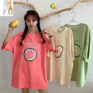 Áo thun nữ form rộng tay lỡ - Áo thun hình dưa lê chanh - T-shirt - 260920201044