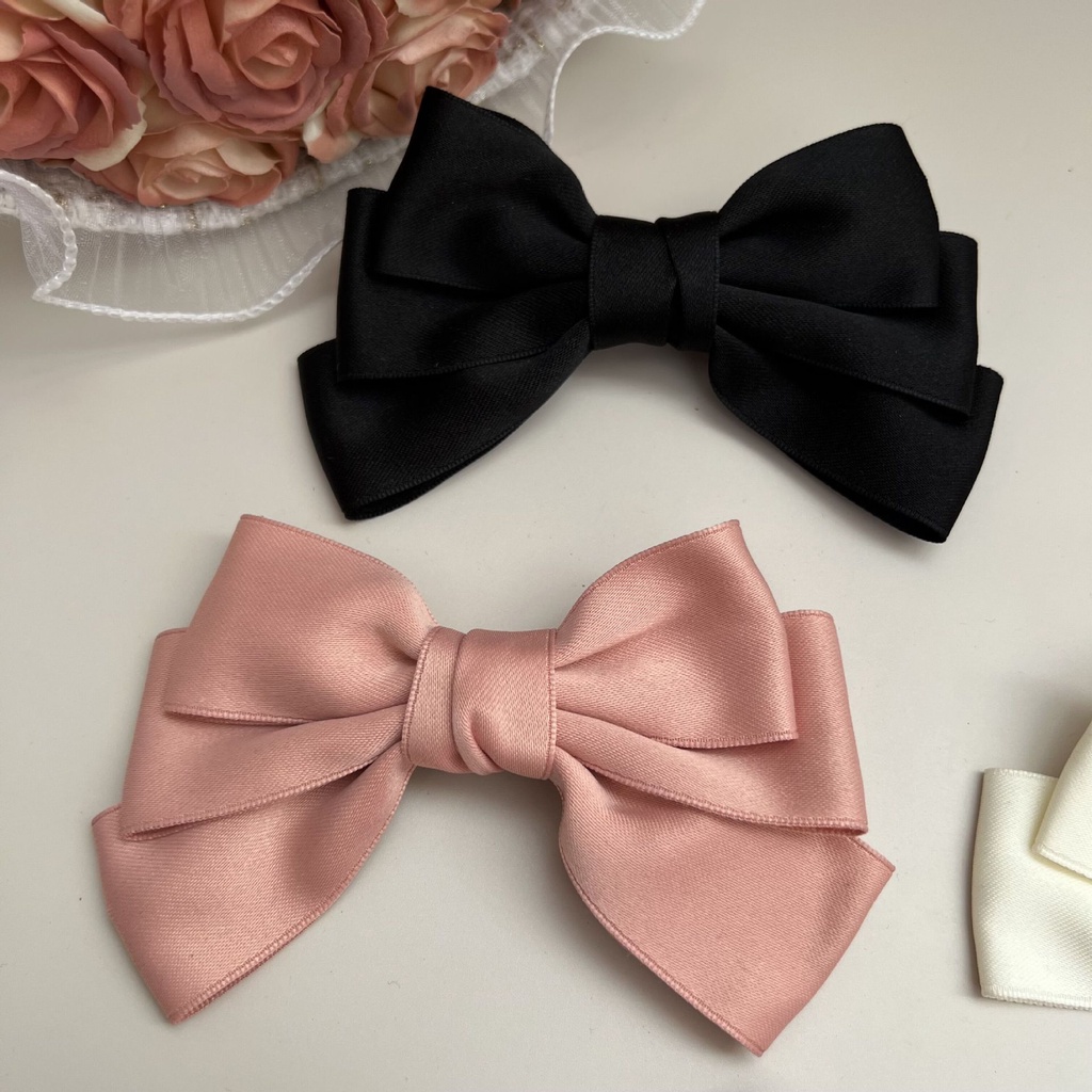 Kẹp Tóc Nơ Vải Satin Cao Cấp Thời Trang Dành Cho Mùa Xuân