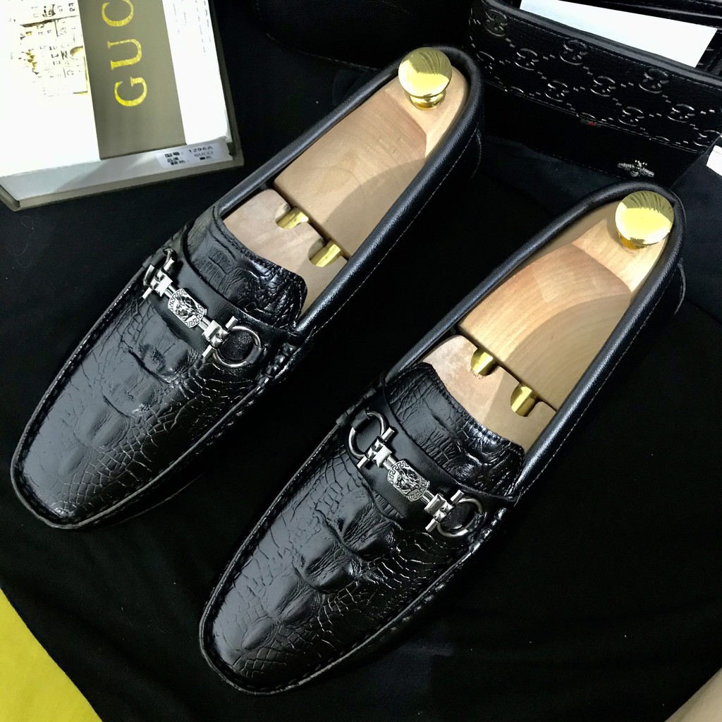 Giày Lười nam in vân cá sấu siêu chất