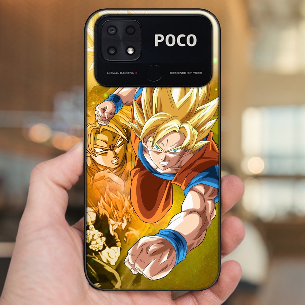Ốp lưng Xiaomi Poco C40 viền đen in hình Goku Dragon Ball