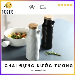 Lọ Gia Vị Gốm - Chai Đựng Dầu Ăn, Nước Tương - Decor Nhà Bếp Xinh Xắn