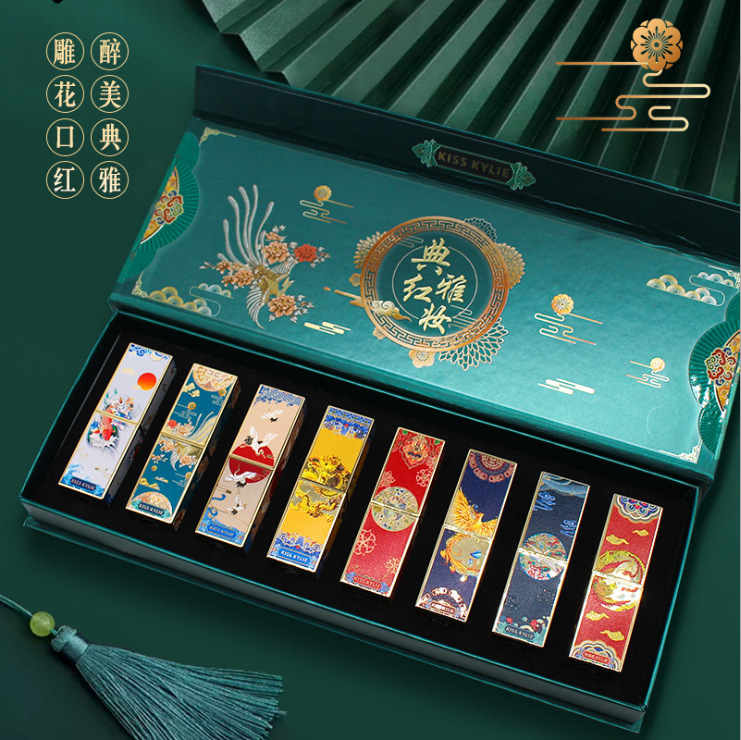 (Hàng Mới Về) Set 8 Son Môi Dưỡng Ẩm Thiết Kế Vỏ Son Phong Cách Trung Hoa | BigBuy360 - bigbuy360.vn