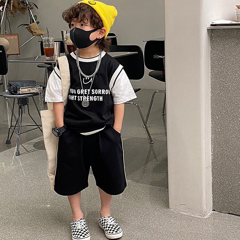 Áo cộc tay giả 2 áo cho bé trai phong cách Hàn Quốc - Quần áo trẻ em mùa hè Trebibi 2-8 tuổi (Có ảnh, clip thật)