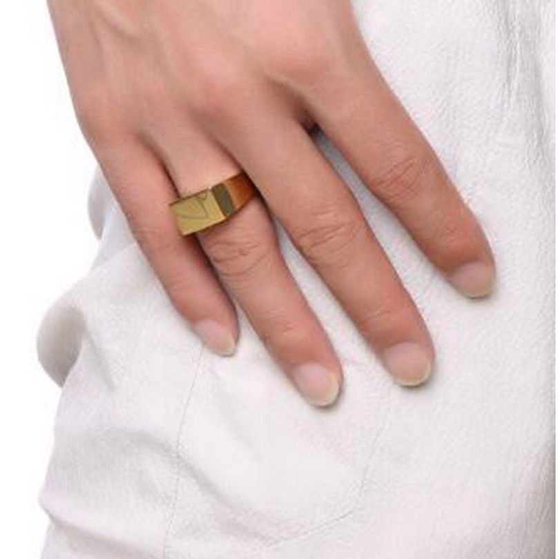 Nhẫn Thép Không Gỉ Màu Vàng/Bạc Đen Đơn Giản Thời Trang Cho Nam