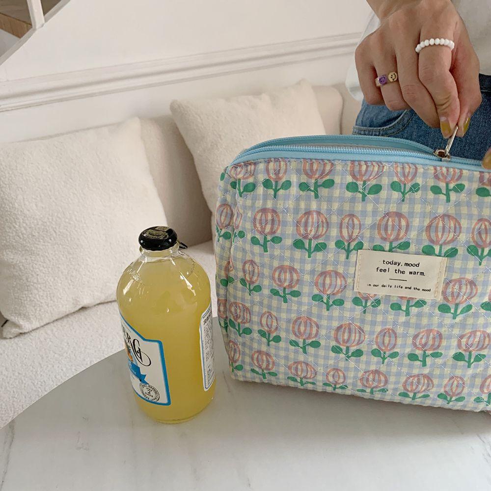 Túi Đựng Mỹ Phẩm Mềm Mại Họa Tiết Hoa Đơn Giản Tiện Dụng Khi Đi Du Lịch