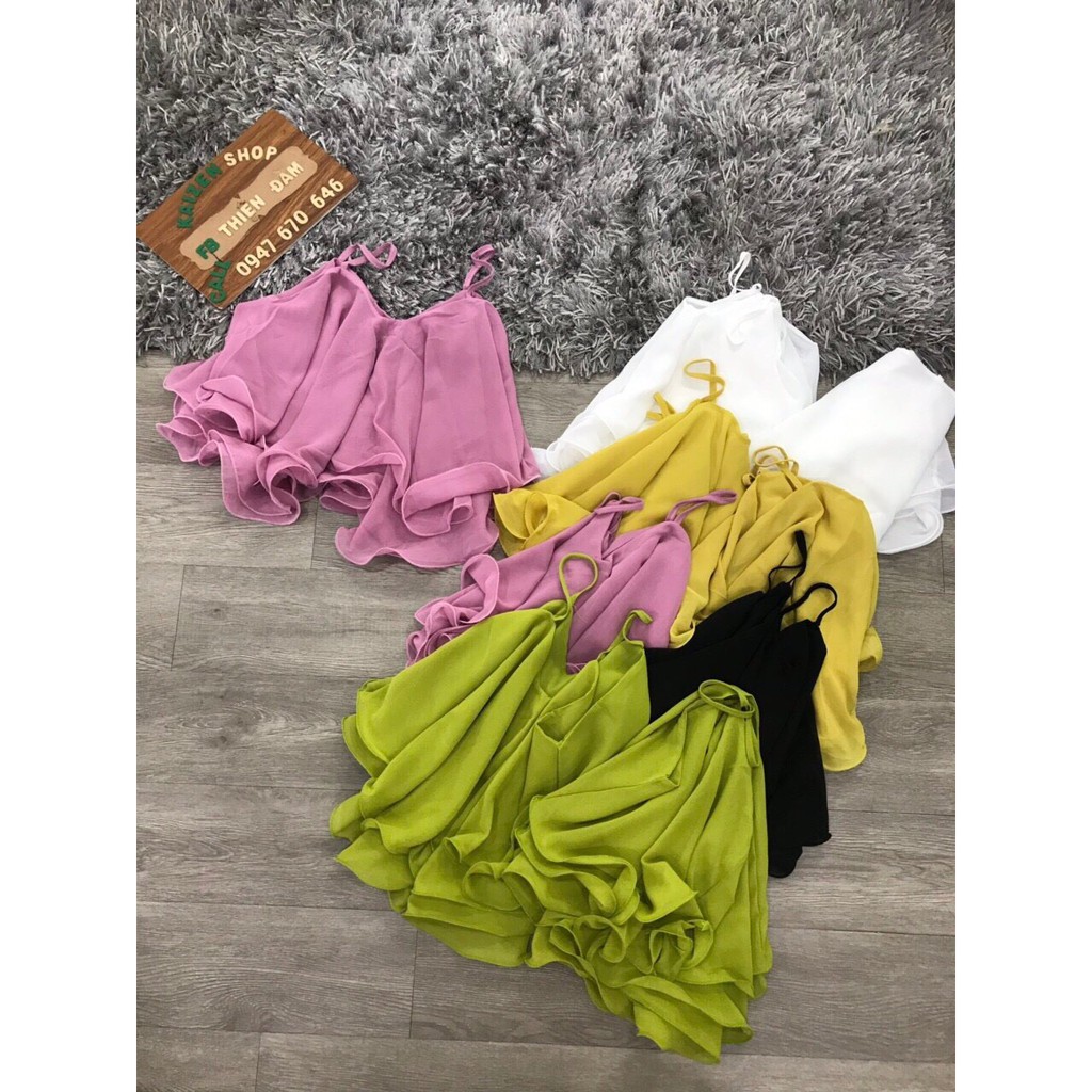 Áo voan 2 dây babydoll 2 lớp dày GB10063