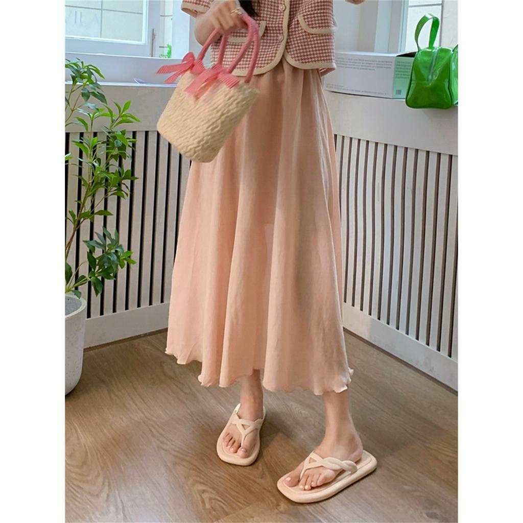 Xiaozhainv Chân Váy Dài Dáng Chữ A Lưng Cao Thiết Kế Đơn Giản Thời Trang Mùa Hè 5 Màu Lựa Chọn Cho Nữ