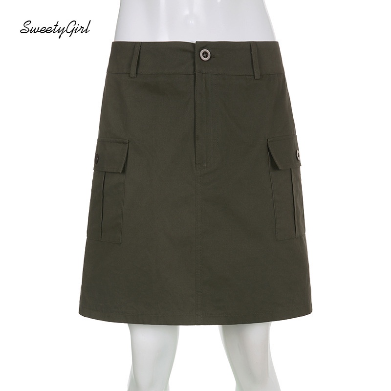 Chân Váy Midi Lưng Thấp Màu Trơn Dáng Rộng Thời Trang 2022 Cho Nữ