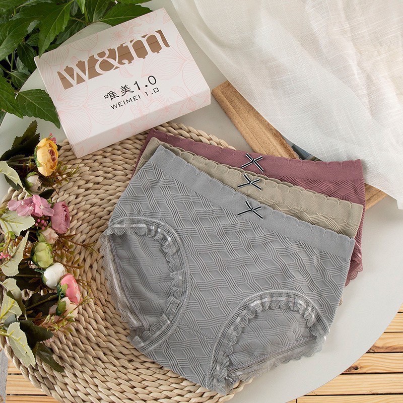 Quần lót nữ dệt kim phối ren quyến rũ Form quần ôm, tôn dáng