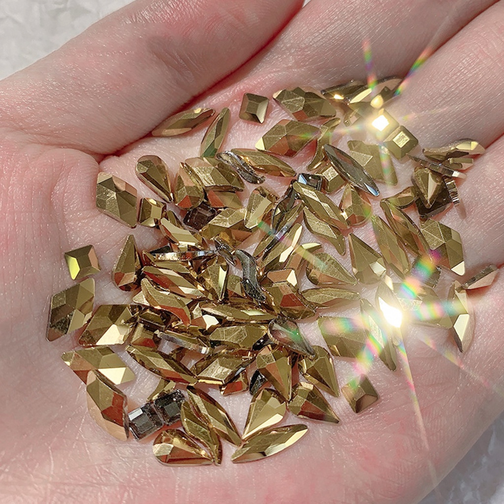 Túi 100 Hạt Đá Thủy Tinh Phẳng Trang Trí Móng Tay DIY