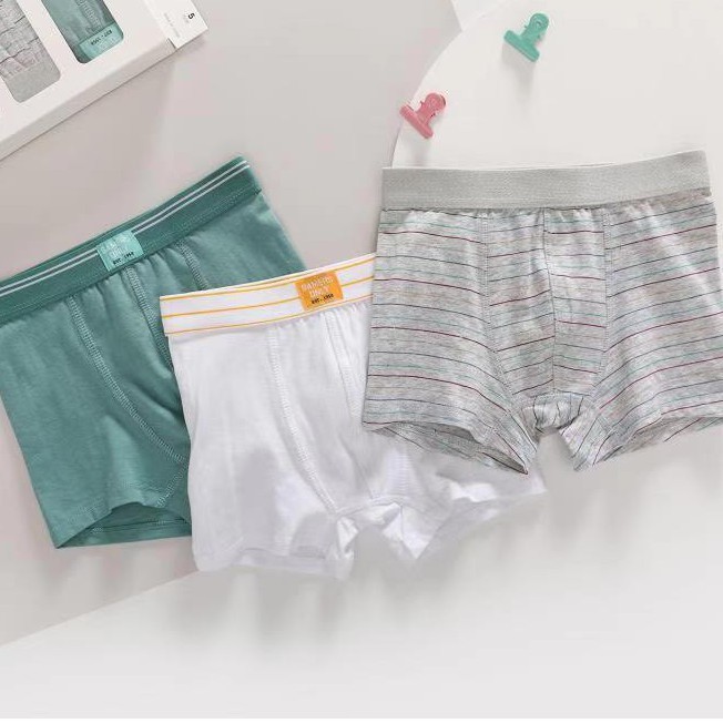 Quần lót đùi bé trai hàng xuất dư - Set 3 quần sịp hàng nguyên hộp chất cotton cao cấp cho bé trai size 5-12t