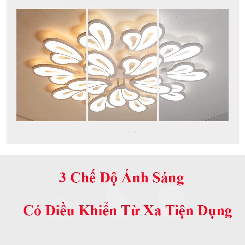 Đèn Ốp Trần Trang Trí - Đèn Áp Trần Trang Trí Phòng Khách, Gồm 3 Chế Độ Ánh Sáng, Có Điều Khiển Từ Xa