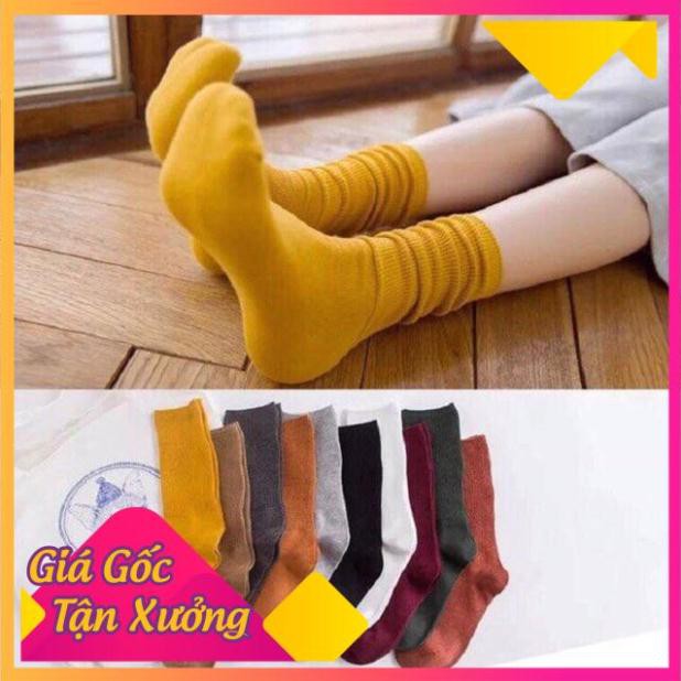 Set 5 Đôi Tất Vớ Trơn Gân Cổ Cao 5 Đôi 5 Màu
