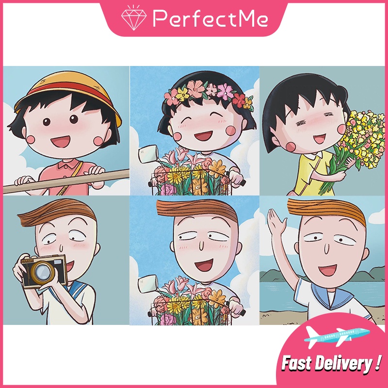 (Hàng Có Sẵn) Bộ Tranh Đính Đá Tự Làm Trang Trí Nhà Cửa Hình Maruko 5D Cỡ 30 X 30Cm