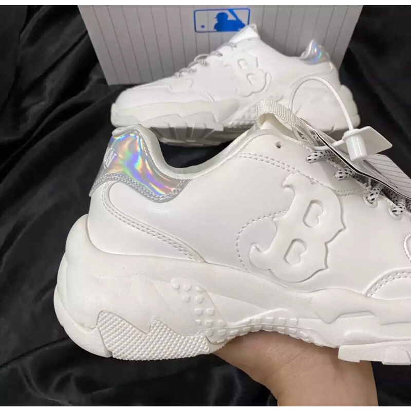 Giày thể thao sneaker nữ ML B cao cấp, chữ nỗi 3D BOSTON gót bạc chất liệu da xịn