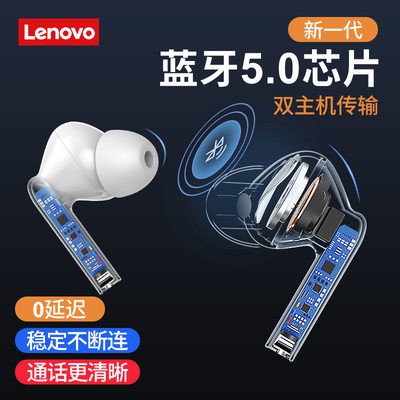 Lenovo True không dây Tai nghe bluetooth thể thao chạy tai nghe hai lỗ tai nhỏ vô hình siêu dài chế độ chờ giảm tiếng ồn