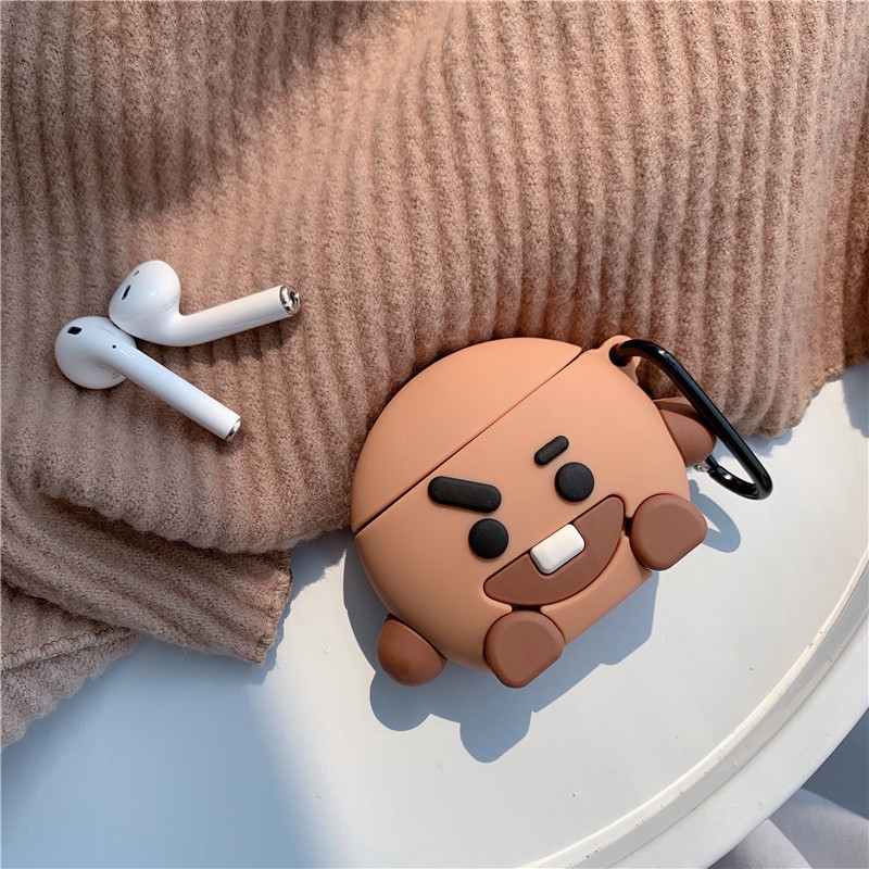 Dễ Thương Vỏ Bảo Vệ Hộp Sạc Tai Nghe bluetooth airpods 1 / 2 Bằng Silicon Mềm Chống Rơi Hình Bánh Quy Hoạt Hình bts Đáng Yêu Kèm Móc