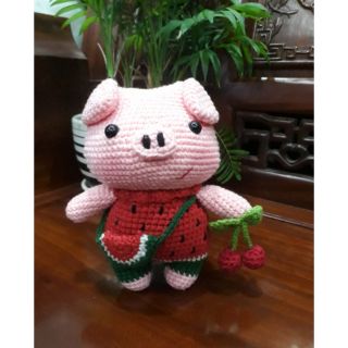 Thú len handmade - Heo dưa hấu