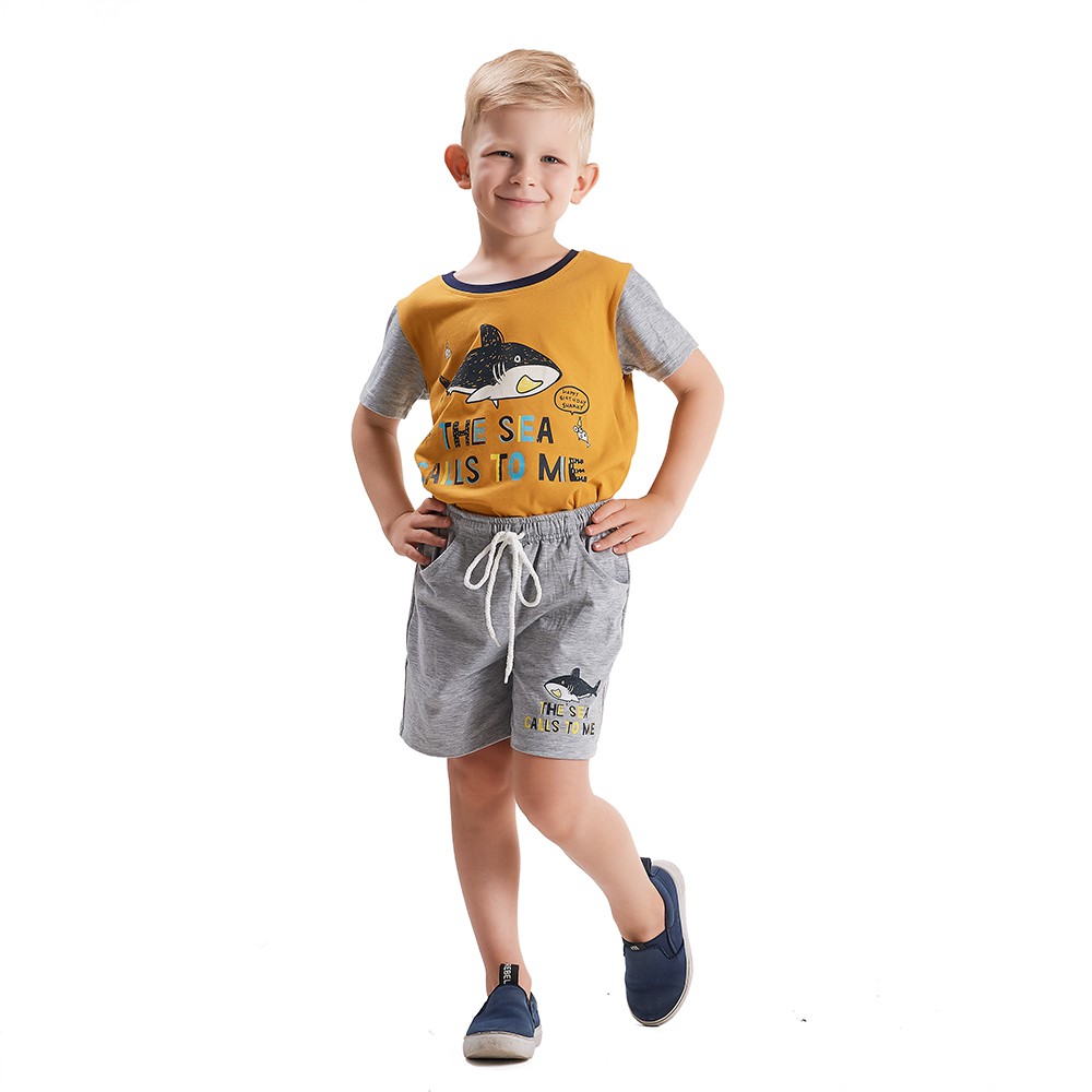 Đồ Bộ Bé Trai Thun In Shark 18-33 kg Vải 100% COTTON - MEEJENA - 411