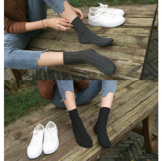Tất Gân Cao Cố Phong Cách Vintage Hàn Quốc Nhiều Màu Cho Bạn Nam Và Nữ Chất Len Dày Dặn Hàng Quảng Châu Mơ House