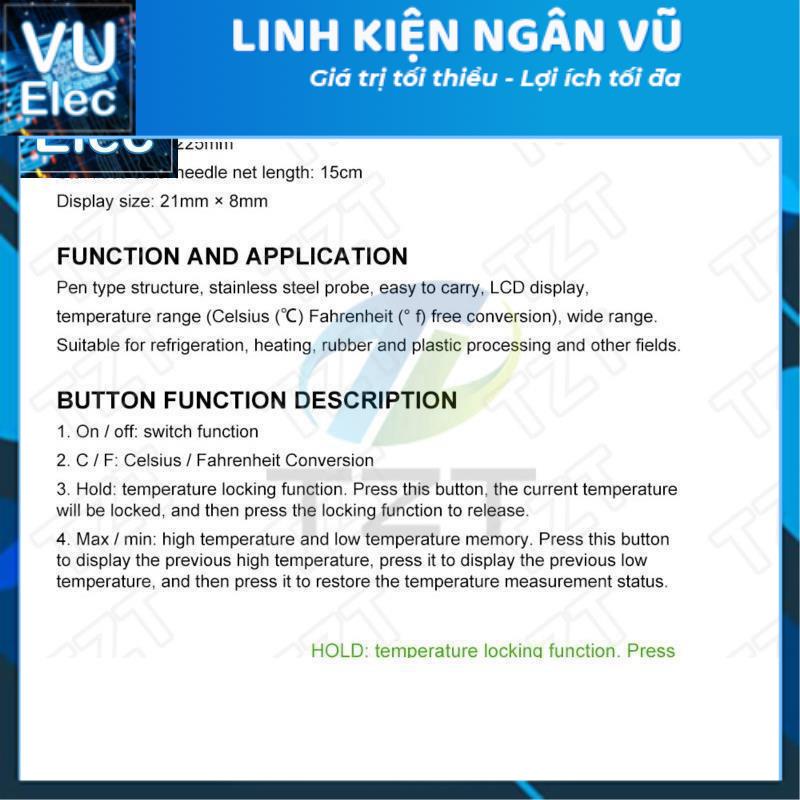 Nhiệt Kế Điện Tử Đo Nhiệt Độ Thực Phẩm Tp101